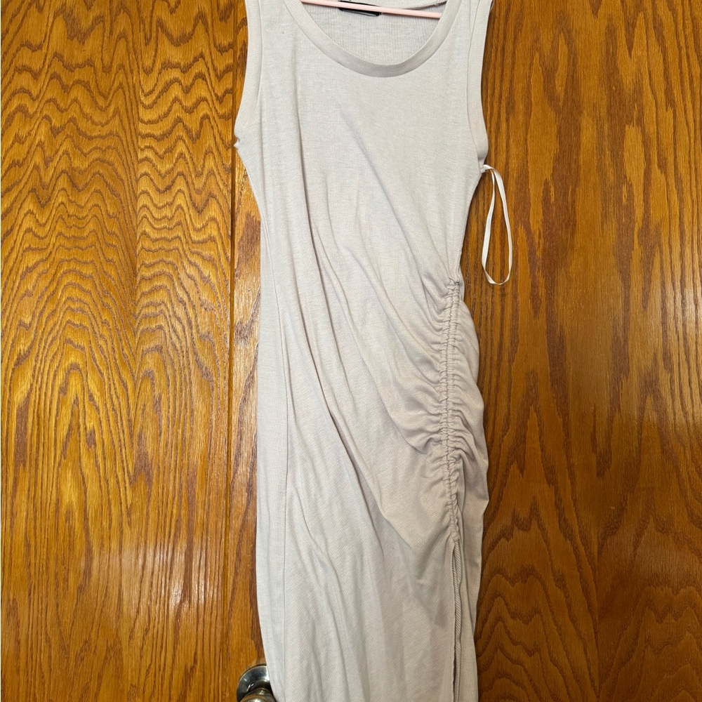 Sleeveless Ruched Cream Dress